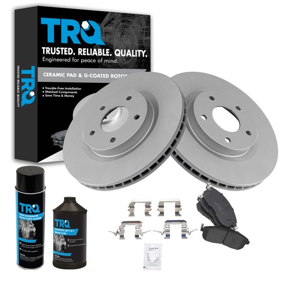 TRQ Front Premium Ceramic Brake Pad & Coated Rotor Kit w/Fluids for Nissan BKA24104 Fits select: 2008-2009,2011-2012 NISSAN SENTRA SE-R