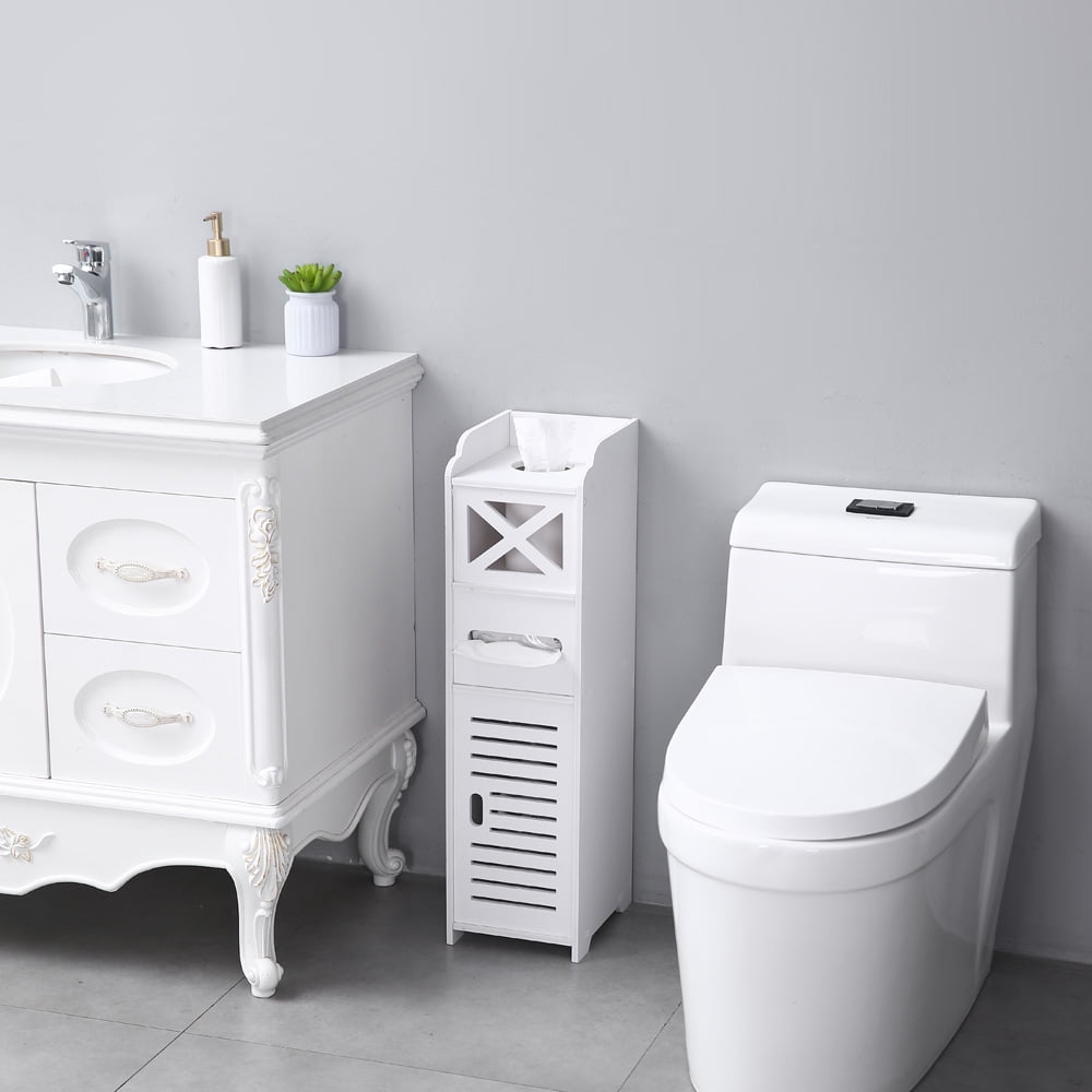 Kepooman 7.87" x 9.84" x 29.13" Storage Corner, Floor Cabinet with Doors and Shelves, Narrow Cabinet for PVC Toilet Paper Towel, White Kepooman 7.87" x 9.84" x 29.13" Storage Corner, Floor Cabinet with Doors and Shelves, Narrow Cabinet for PVC Toilet Paper Towel, White