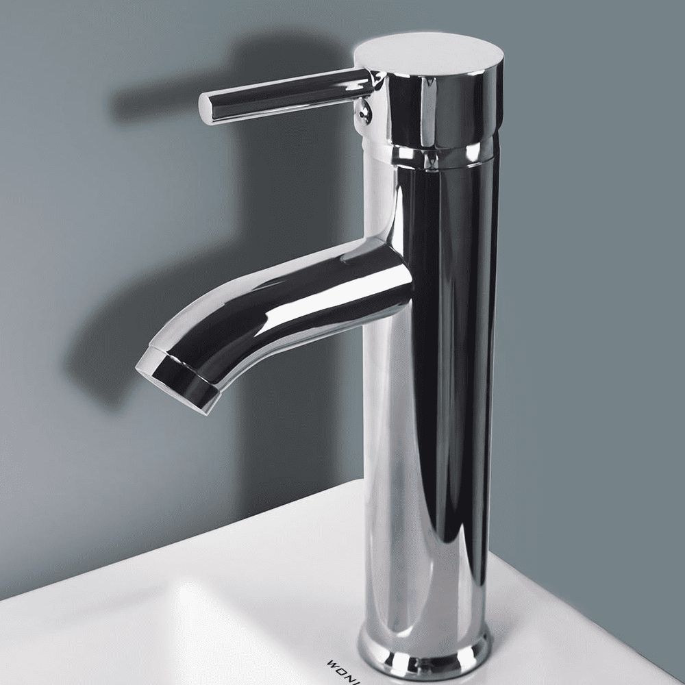 Wonline Bathroom Wall Mount Rectangle Corner Single Sink White Porcelain Ceramic Vessel Sink & Chrome Faucet Combo without P-Trap