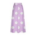 thumbnail image 4 of Cavosen Skirts for Women Midi Length Elastic Waist Polka Dots Print Casual Skirts Elegant Lightweight Flowy Stylish Calf Length Skirts with Pocket Work Fall Winter Clothes Purple, 4 of 5