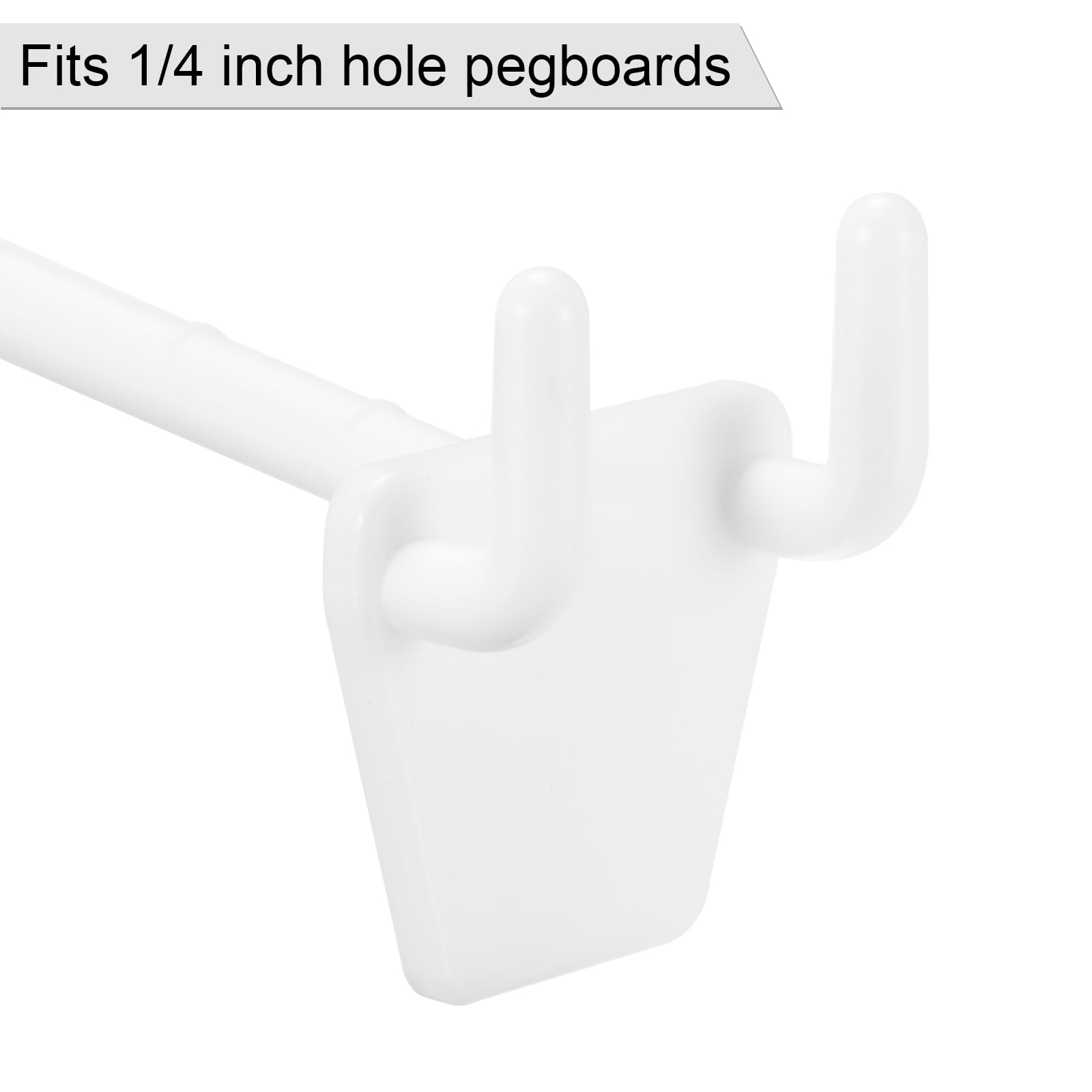 Uxcell 4 Inch Plastic Pegboard Hooks Fits 1/4 Inch Holes Pegboards, 50  Count 
