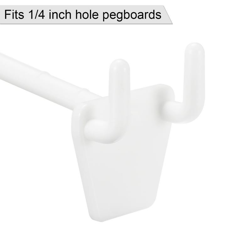 Uxcell 2 Inch Plastic Pegboard Hooks Fits 1/4 Inch Holes Pegboards, 20 Count