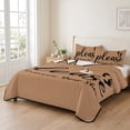 thumbnail image 2 of Twin XL Quilt Set 68''x98'', Footprint Lightweight Bedspread Coverlet Set with 2 Pillow Shams, Vintage Brown Black Please Remove Your Shoes Breathable All Season Quilt Bedding for Dorm/Guest Room, 2 of 9