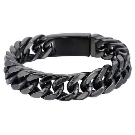 - Hermah 14mm Heavy Mens Boys Chain Double Curb Link 316L Stainless Steel Bracelet 8-11inch