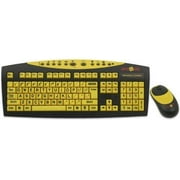AbleNet Keys-U-See Large Print English USB Keyboard with Wireless Mouse Bundle, Black and Yellow (CD1542)