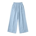 thumbnail image 5 of hlysgo Womens Wide Leg Palazzo Pants High Waisted Casual Lounge Pants 2026 Beach Vacation Outfits Trousers with Pockets Light Blue,S, 5 of 6