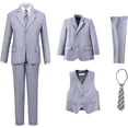 thumbnail image 3 of Boys Suit Slim Fit Formal Tuxedo Suit Set for Kids Toddler Boys Teen Wedding Ring Bearer Dress Outfits, 3 of 12