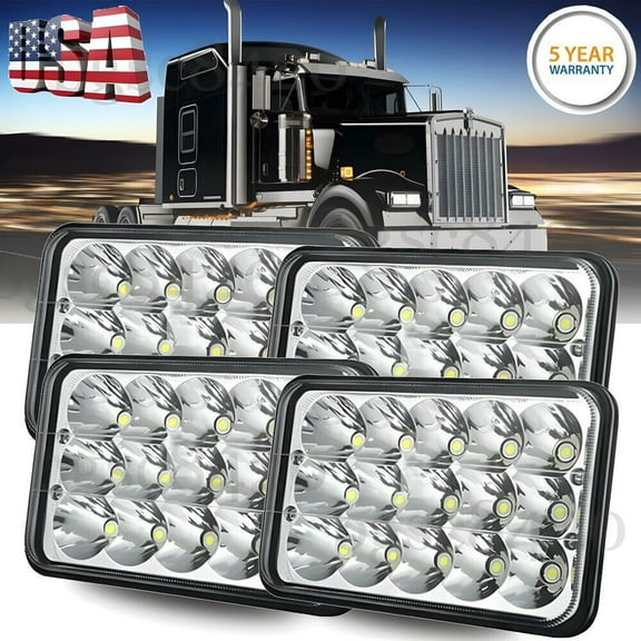 4X LED Headlights For Freightliner FLD120 FLD112 4''x6'' Light Hi/Lo Sealed Beam