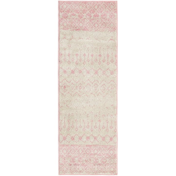 Rugs.com Moroccan Trellis Collection Rug – 6 Ft Runner Ivory And Pink Medium Rug Perfect For Hallways, Entryways