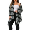 thumbnail image 2 of DARING DIVA Plus Size Front Open Lightweight Striped Long Sweaters 1X Black, 2 of 6
