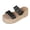 Black, variant on Women's Summer Straw Woven Platform Sandals Boho Open Toe Mules Retro Casual Beach Slides with Adjustable Strap White Size 9