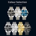 thumbnail image 3 of OLEVS Watches For Men Business Dress Luxury Casual Chronograph Multifunction Analog Quartz Stainless Steel Waterproof Luminous Moon Phase Date Men Wrist Watches Reloj Para Hombre Blue Dial, 3 of 13
