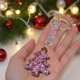 thumbnail image 5 of Adornos navideños, regalos navideños, llavero de árbol de Navidad, bonito colgante personalizado para bolso, con diamantes, llavero de coche, accesorios coloridos, llavero de plástico., 5 of 6