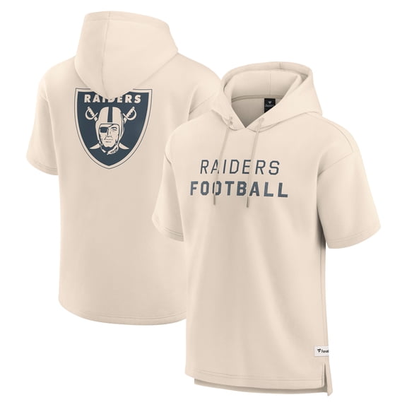 Men's Fanatics Cream Las Vegas Raiders Elements Future Ground Lettering Short Sleeve Pullover Hoodie