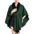 thumbnail image 2 of AUNVITO Women's Winter Poncho Faux Fur Collar Knit Elegant and Warm Winter Style, 2 of 5