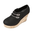 thumbnail image 5 of Rokment Womens Glitter Rhinestones Platform Wedge Dress Shoes 2026 Spring Fall Fashion Sparkly Leather Chunky High Heels Ankle Boot with Side Zipper Black Size 6, 5 of 6