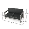 thumbnail image 2 of GDF Studio Alec Outdoor Aluminum Loveseat with Cushions, Silver, Charcoal, 2 of 11