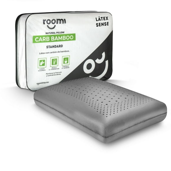 Almohada Estándar Roomi Látex Sense Infusión Carbón De Bambú