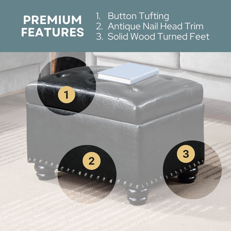 Convenience Concepts 5th Avenue Storage Ottoman, Faux Leather photo 7