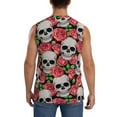 thumbnail image 4 of Kdxio Skull and Roses for Men's Muscle T-shirt,Sleeveless for Workout Running Athletic Gym Lounge Casual, 4 of 7