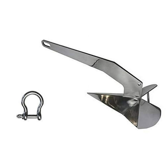 Stainless Steel 316 Delta Anchor 27lbs (12kg) Marine Grade Polished Boat Anchor with 3/8" (10mm) Bow Shackle