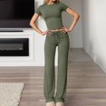 thumbnail image 2 of Women's Casual Suit Short Sleeved Top And Pants Home Wear Sports Pants Suit Champagne Romper Woman's Suit Women Set Women plus Size Overalls Pant Suits for Women Dressy Party Fall Pant Suits for Women, 2 of 4