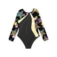 thumbnail image 3 of iiniim Girls Gymnastics Leotards One Piece Long Sleeve Ballet Dance Athletic Bodysuit Unitard Biketards Dancewear Black Flowers 14, 3 of 7