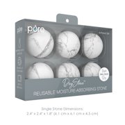 Pure Enrichment DryStone Reusable Moisture-Absorbing Stone - 6 Eco-Friendly Dehumidifying Desiccant for Small Spaces - Ideal for Gym Bags, Shoes, Electronics, Jewelry, Storage Bins, and Safes