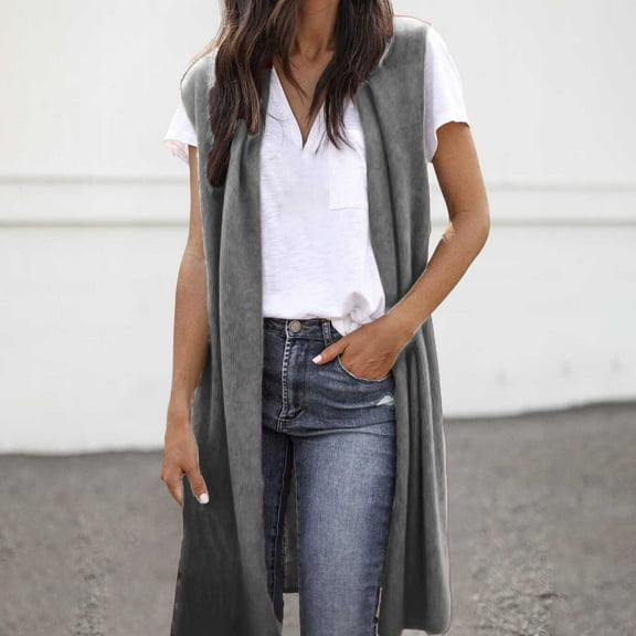 Women's Long Sweater Vests Sleeveless Open Front Cardigan Tunic Vest Long Cardigan Tops Coat Fall Winter Outfits Cardigan Sweaters for Women Size 3x Lace Cardigans for Women Summer Leopard Sweaters