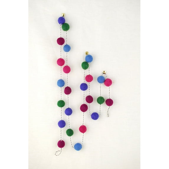 Felt Ball Garland Jewel 5Ft Wool Ball Garland in Dark Colors Includes 26 Balls Per Garland 100% Wool Balls on A Cotton String Between 3/4in. & 7/8In.