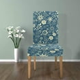 thumbnail image 4 of ZHANZZK Teal Floral Stretch Chair Cover Protector Seat Slipcover for Dining Room Hotel Wedding Party Set of 1, 4 of 5