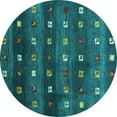 thumbnail image 1 of Ahgly Company Machine Washable Indoor Round Abstract Turquoise Blue Contemporary Area Rugs, 8' Round, 1 of 4