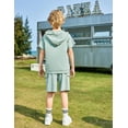 thumbnail image 5 of Arshiner Boys 2 piece outfits Letter Graphic Colorblock Short Sleeve Hoodie Short Sets, 5 of 6