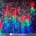 thumbnail image 6 of Solar Meteor Shower Rain Lights Outdoor, Waterproof Meteor Lights 8 Tubes 144 LED, Falling Raindrop Fairy String Lights for Tree Holiday Porch Yard Patio Roof Party Christmas Decoration ,Multicolor, 6 of 15