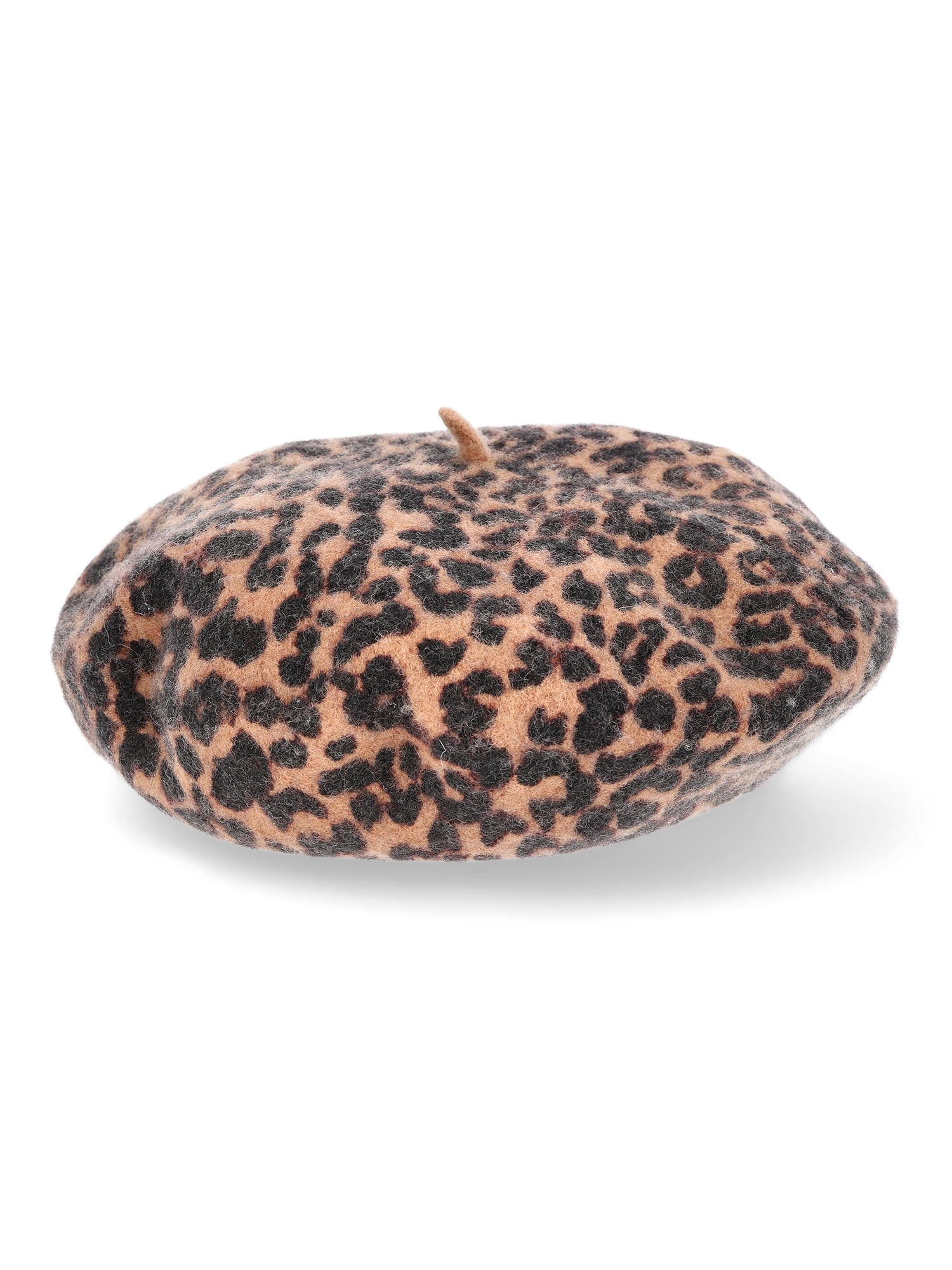 No Boundaries Women's Print Beret, One Size, Leopard