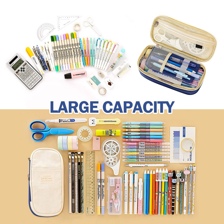 Large Capacity Aesthetic Pencil Bag  Pencil bags, School pencil case,  School pencil boxes