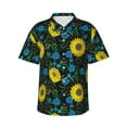 thumbnail image 2 of Picia Sunflowers And Blue Flower Gentle Cotton Regular Fit Short Sleeve Casual Hawaiian Shirt for Men-Small, 2 of 9