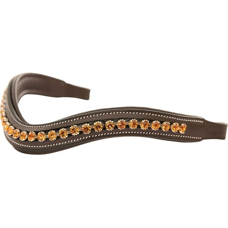 Exion Horse Browband For English Bridle | Curved Shape Padded Equestrian Browband For Show & Dressage | Topaz Crystal Browband For Horses
