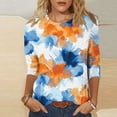 thumbnail image 6 of ZQUUVOU Women's T-Shirt 3/4 Short Sleeve Loose Elastic Printing Blouse C-Yellow (XL), 6 of 6