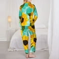 thumbnail image 5 of Bingfone Womens Pajama Sets Sunflowers With Green Leaves Print,Long Sleeve Loungewear Pajamas Set-Small, 5 of 9