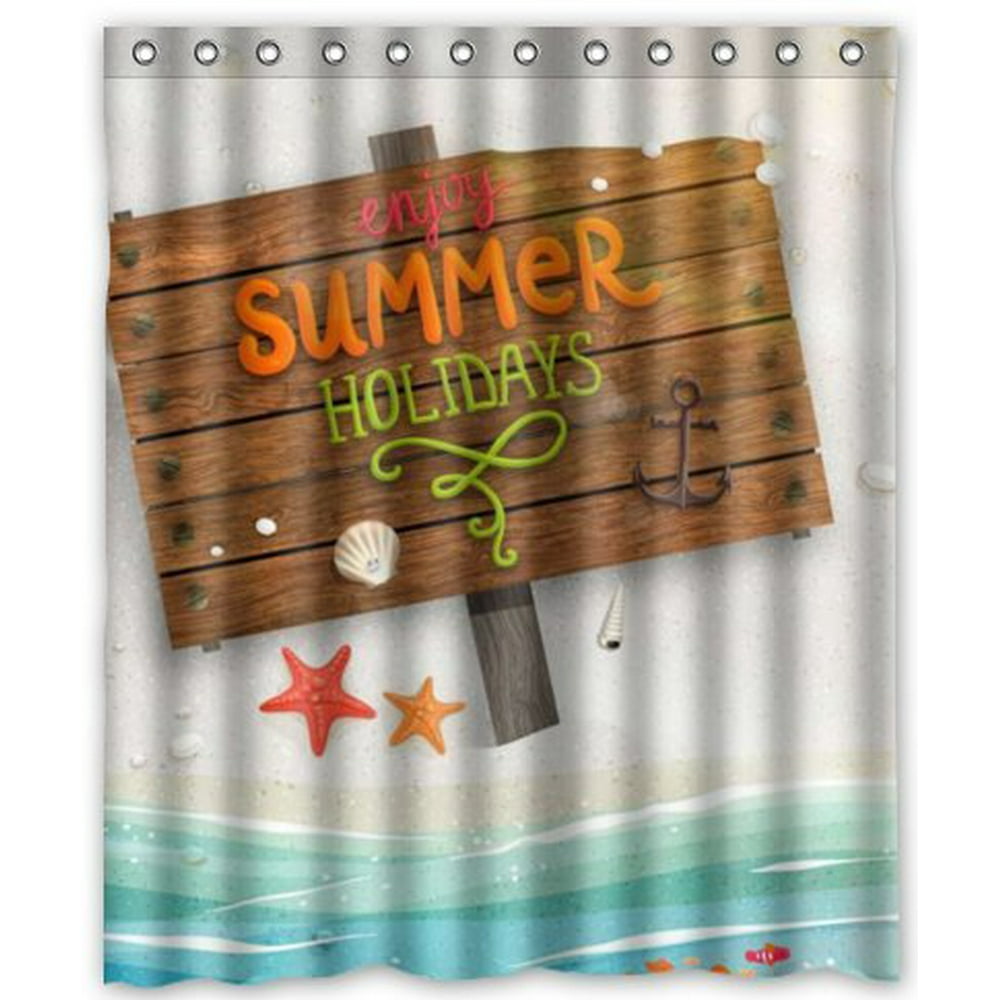 HelloDecor Summer Holiday Dating with the Sea Shower Curtain Polyester
