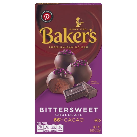 Pack Of 3 Baker's Bittersweet Chocolate Baking Bar, 4 oz (Package May Vary)
