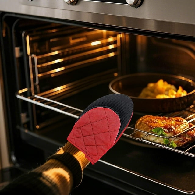 Silicone Heat Oven Gloves Extra Thick Non-Slip Kitchen For Baking Cooking & Microwave Use