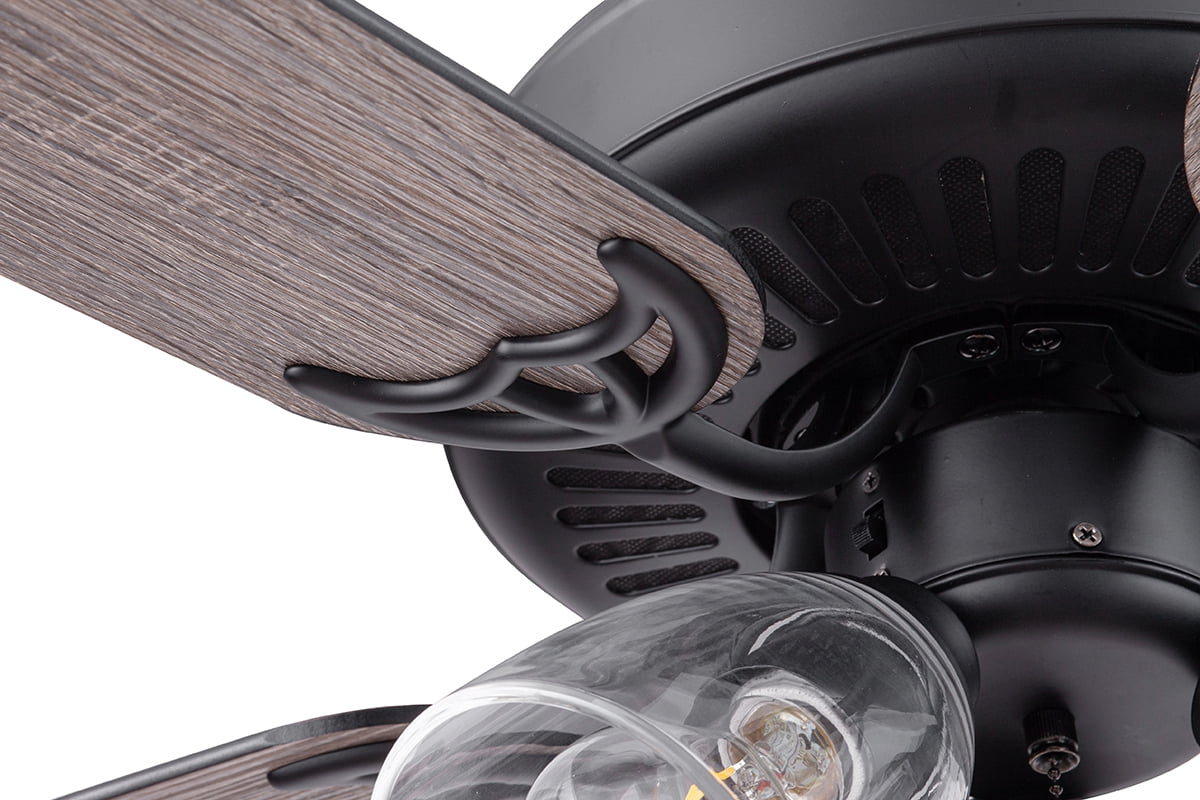 Better Homes & Gardens 52" Matte Black Indoor Ceiling Fan with Light, 5 Blades, Pull Chains & Reverse Airflow