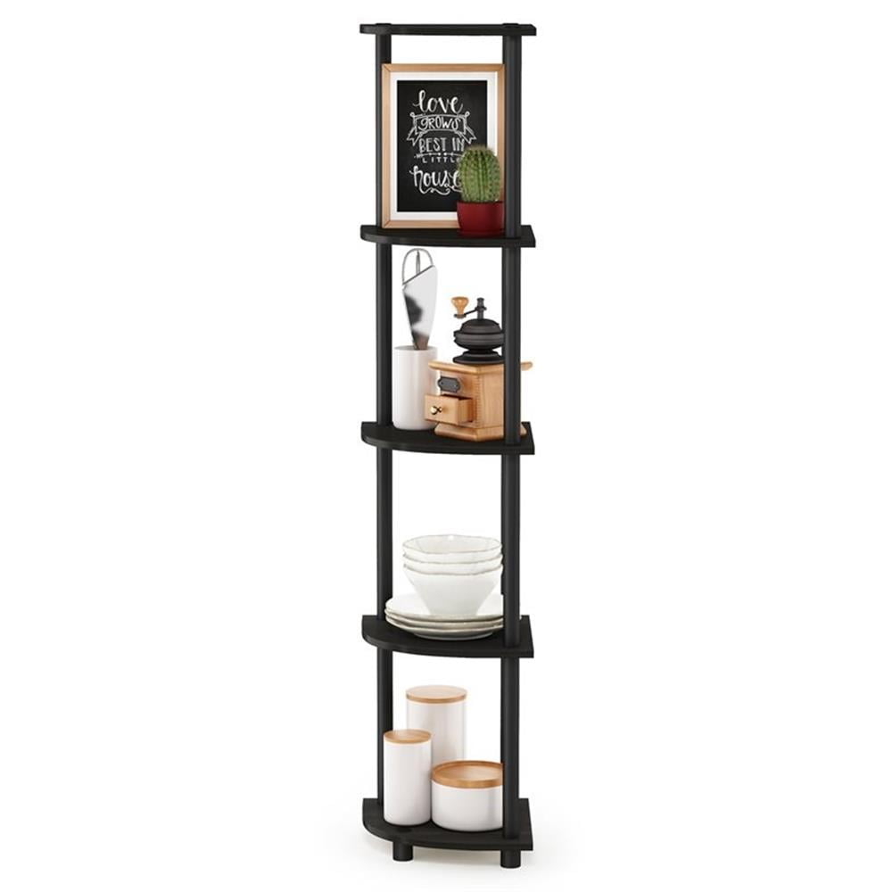 Furinno Turn-N-Tube 5 Tier Corner Display Rack Multipurpose Shelving Unit, Espresso & Black - 57.7 x 11.6 x 11.6 in.