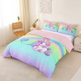 thumbnail image 2 of Erosebridal Girls Unicorn Rainbow Print Queen Duvet Cover Set,Colorful Glitter Print Monogrammed J Bedding For Kids,Reversible Pink 3-Piece,No Comforter, 2 of 6