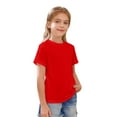 thumbnail image 2 of Girls Short Sleeve T Shirts Kids Solid Color Crewneck Summer Basic Oversized Tops Fashion Tees Outdoor Travel for Boys and Girls 5-14 Years, 2 of 5