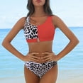 thumbnail image 3 of Women's Sexy Leopard Bikini Set High Rise Bikinis Zipper Buckle Front Bathing Suit Two Piece Colorblock Swimsuit, 3 of 3