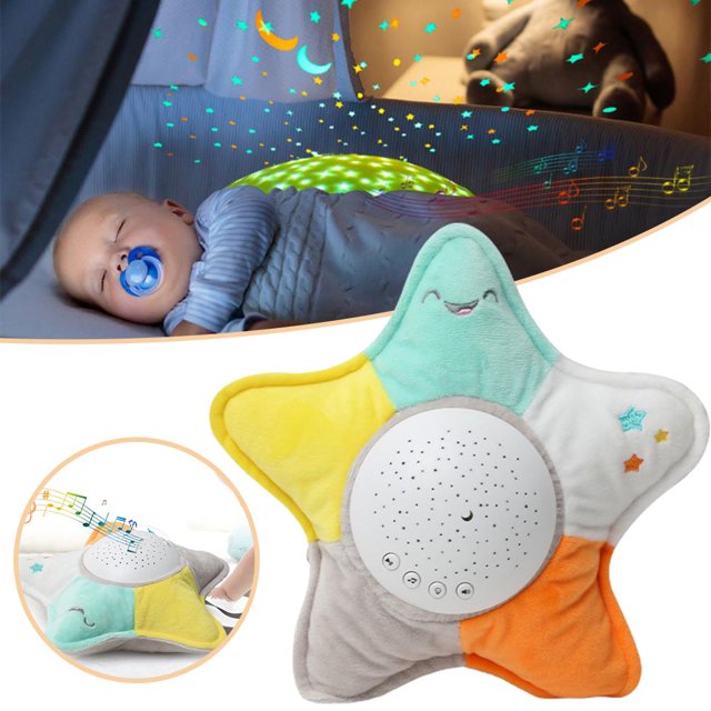 Lámpara De Proyección De Estrella De Cinco Puntas Para Dormir De Bebé, Almohada De Estrella De Cinco Puntas Desmontable, Juguete De Peluche Musical Brillante Noticed FN006077-00
