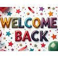 thumbnail image 4 of Welcome Back Banner Colorful Confetti Balloons Decorative Background Party Supplies Event Backdrop Celebration Welcome Banner Photography Props, 4 of 4